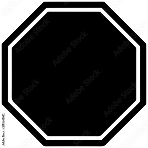 Blank octagon stop sign silhouette icon for traffic safety and road regulation design