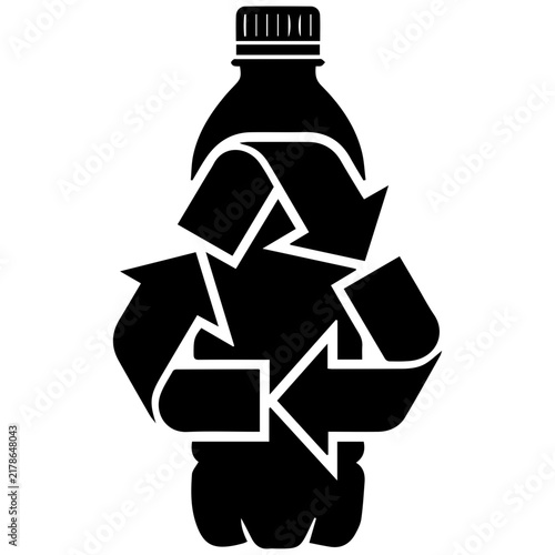 Plastic bottle with recycling symbol icon, eco friendly waste management vector graphic.