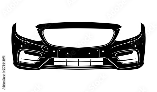 Car Front Bumper Silhouette Icon, Automotive Body Part Vector Illustration