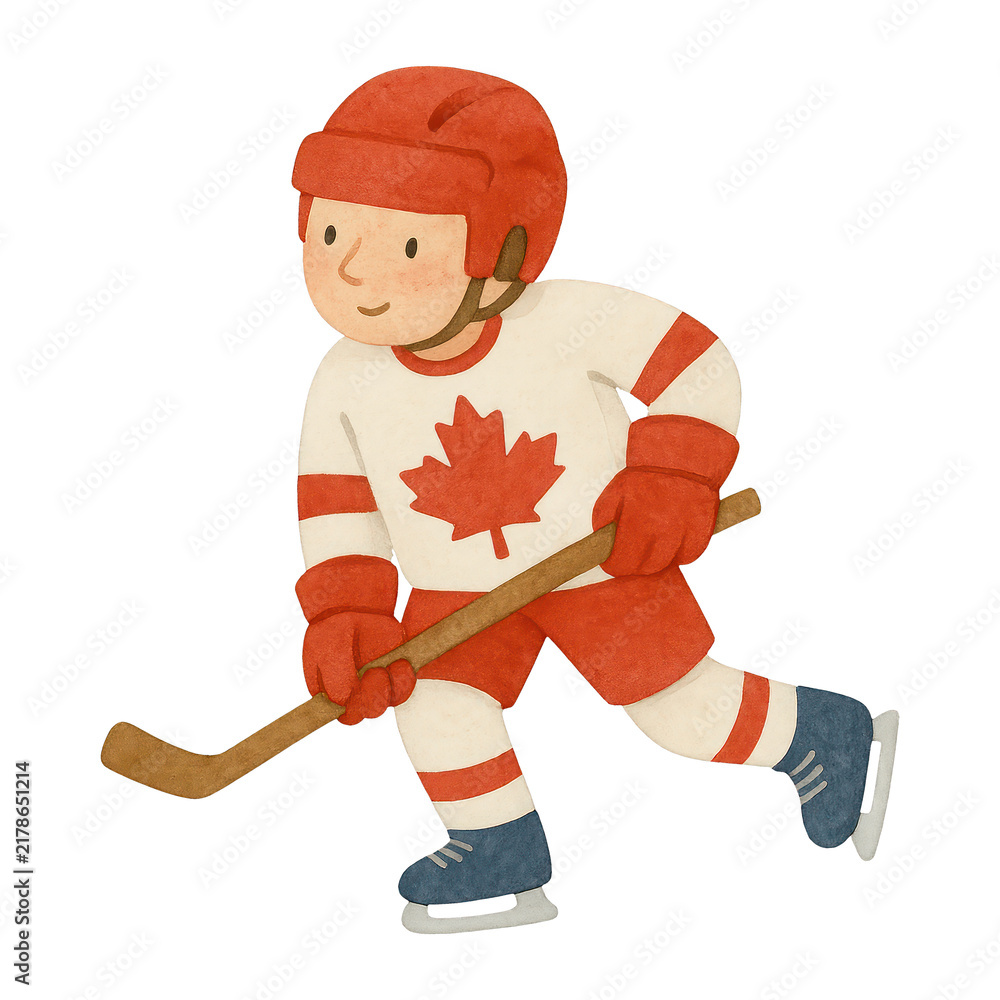 Obraz premium PNG Child playing ice hockey happily.