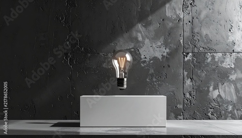Levitating Light Bulb Symbolizing Innovation and Bright Ideas.