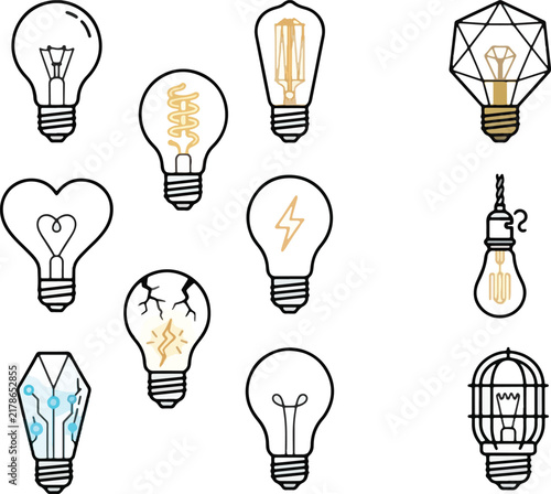 Bulb icon line art