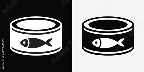 Fish Food Can Negative and Positive Icon Set