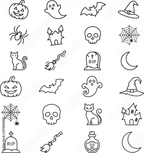 Halloween icon line art