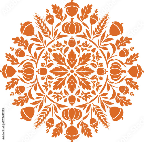 Elegant Thanksgiving Autumn Harvest Decorative Illustration