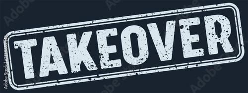 Foto takeover white grunge stamp on dark blue background