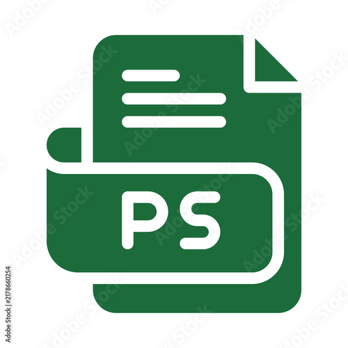 Canvas Print Flat icon of a digital file format with ps letters representing graphic design s