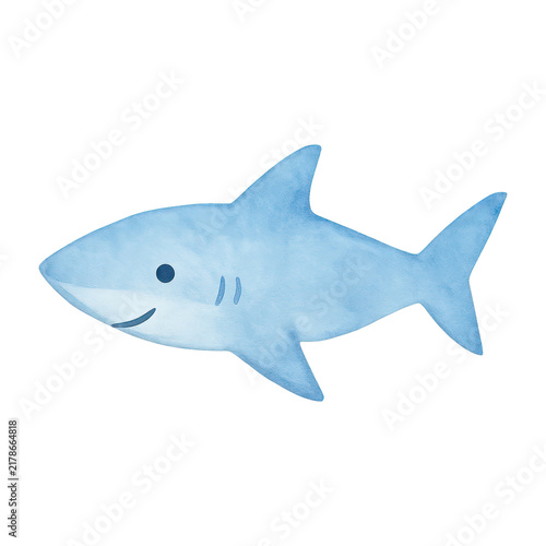PNG Cute watercolor shark illustration