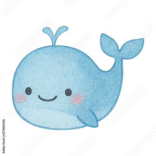 PNG Cute cartoon blue whale illustration.