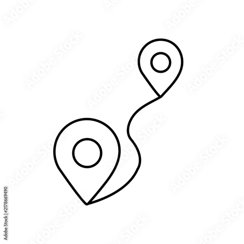 Map Route Pin Location Vector Icon Line Art for Navigation Travel and Distance Tracking