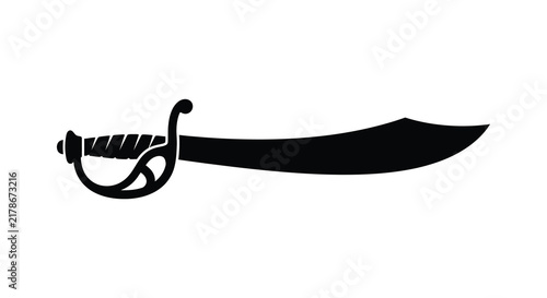 Quadro su tela Pirate saber silhouette on a white background simple graphic design