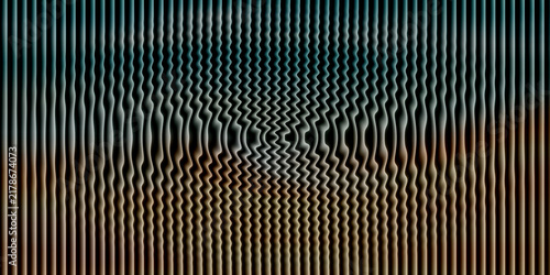 Фотография Abstract oscillation wave pattern with dark teal and orange gradient for modern background textures