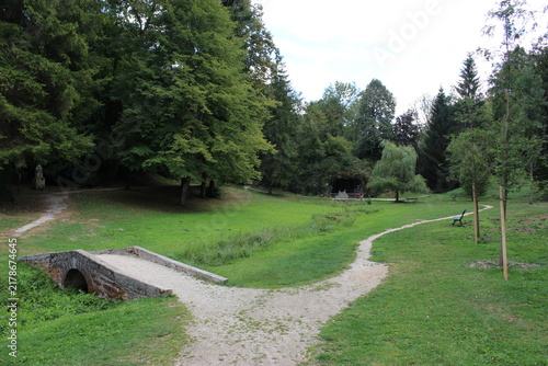 Bild auf Leinwand Le premier pont sur la Seine : le pont Paul-Lamarche (parc des sources de la Sei