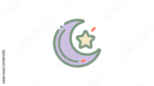 Minimalist moon and star icon for sleep and wellness concepts