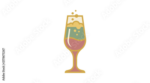 Elegant Minimalist Champagne Glass Icon with Bubbles