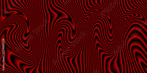 Принти на полотні Abstract red wavy lines background with flowing texture and distorted liquid pattern for graphic designs