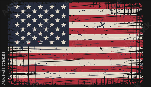 flag american retro distressed banner illustration horizontal layout