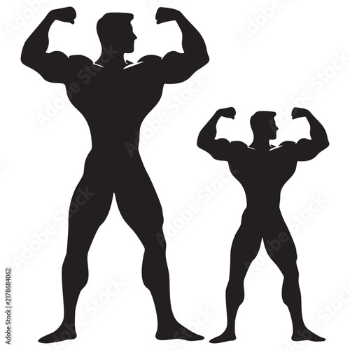 Bild auf Leinwand Young Muscular Man Gym Silhouette Vector Illustration for Fitness, Bodybuilding,