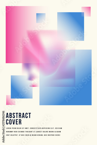 Abstract Gradient Shapes Poster: A contemporary poster featuring an abstract design with overlapping geometric shapes and a smooth gradient blend of pink and blue hues.