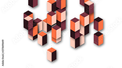 Фотография Abstract geometric pattern with floating orange and dark red three dimensional b