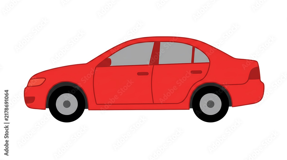 Fototapeta premium Red sedan car for personal travel and commuting.