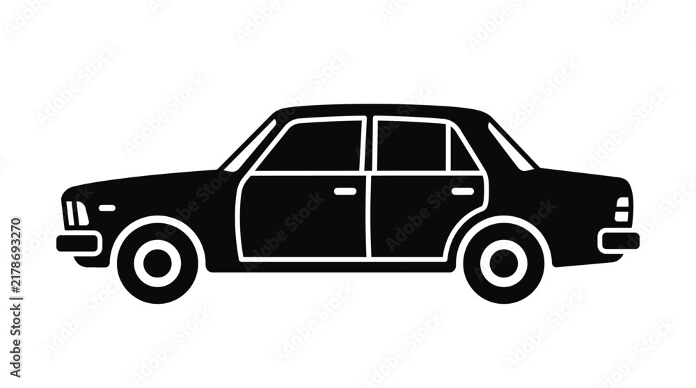 Obraz premium Classic Sedan Car Outline Vector Illustration