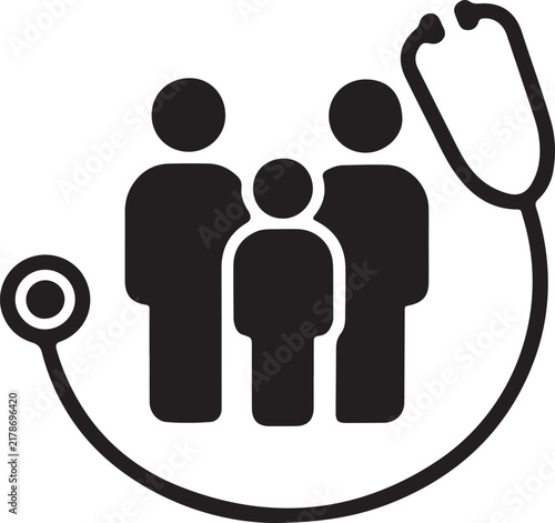 Family icon with stethoscope vector illustration