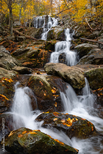 Obraz na plátně water falling over rocks, shenandoah mountains, virginia