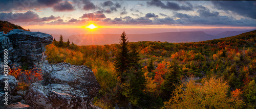 beautiful autumn sunrise, dolly sods, west virginia