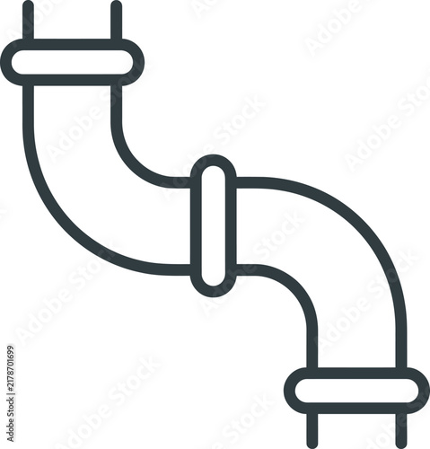 Plumbing pipes curve connection plumbing system outline vector icon with plumbing connection illustration