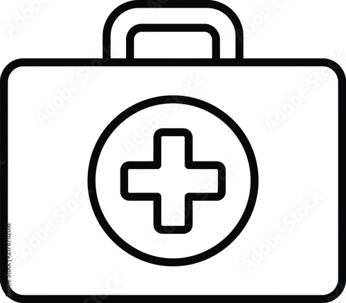 First aid kit medical box with cross symbol outline vector icon illustration emergency hospital medicine
