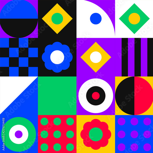 Modern Bauhaus Swiss style abstract geometric grid composition background