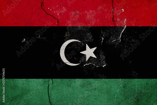 Принти на полотні Libyan Flag Grunge Textured Background Displaying National Pride and Historical