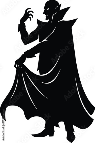 Bild auf Leinwand Vampire silhouette in theatrical pose vector illustration for dark fantasy and s