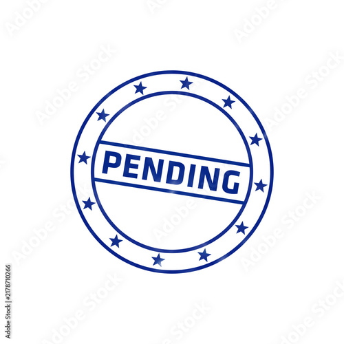 Cuadro en lienzo Blue circular rubber stamp with the word pending in bold capital letters and sta