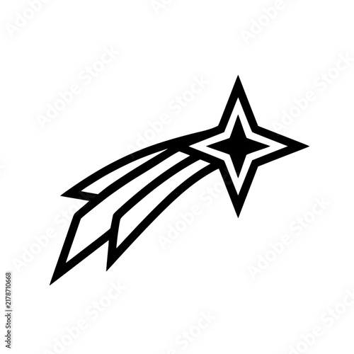 Minimalist Shooting Star Icon Isolated on White