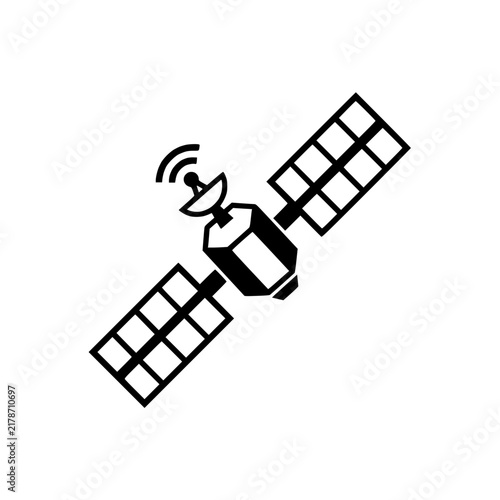 Minimalist Black Satellite Icon Isolated on White Background
