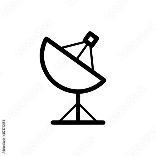 Minimalist Satellite Dish Antenna Line Art Icon