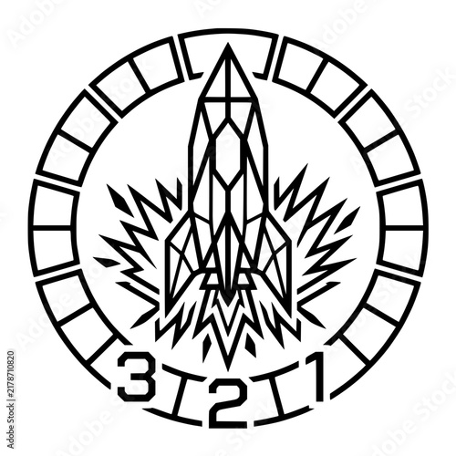 Abstract Geometric Rocket Launch Badge Symbol Design