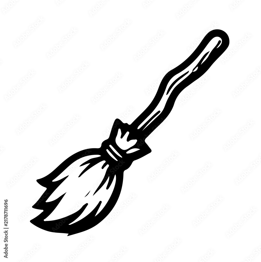 Obraz premium Witch broomstick illustration vector