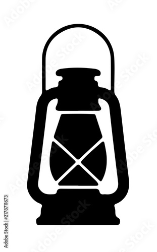 Obraz na płótnie Vintage kerosene lantern vector icon with wire handle