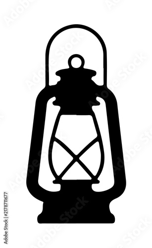 Fotografie Vintage kerosene lantern vector icon with wire handle