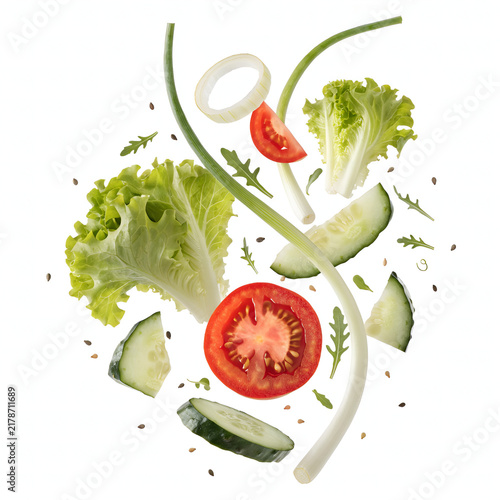 food, meat, vegetable, tomato, fresh, isolated, raw, vegetables, pepper, red, meal, salad, healthy, green, pork, onion, white, lettuce, ingredient, dinner, diet, garlic, parsley, cooking, sausage