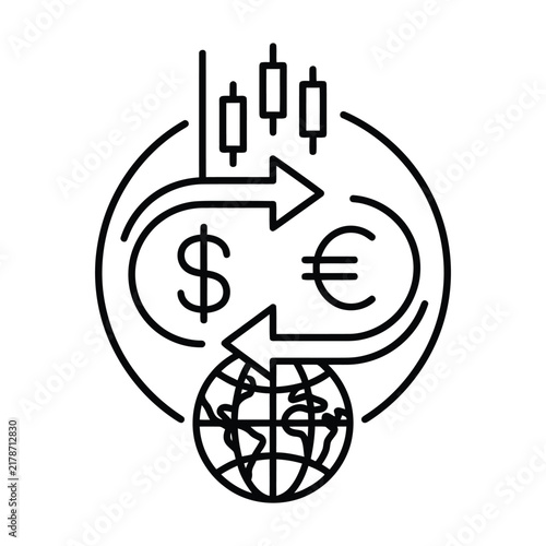 Global Forex Currency Exchange and Trading Line Icon