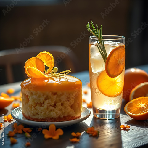 Luxury Mini Orange Cake with Fresh Citrus Drink