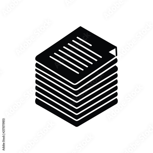 Stack of documents with text lines isometric