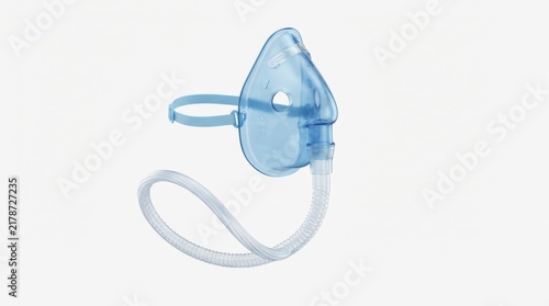 Medical oxygen mask with tubing 3d render for respiratory healthcare and emergency medical equipment solutions