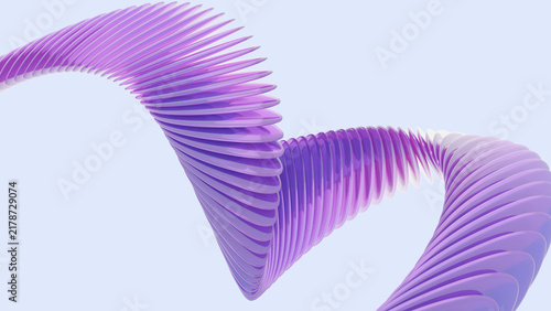 Canvas Print Abstract 3D render of purple glass discs in twisting wave formation
