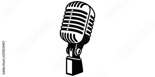 Retro vocal microphone icon with detailed metallic grill rendering.