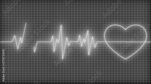 Ecg heartbeat line with heart icon animation